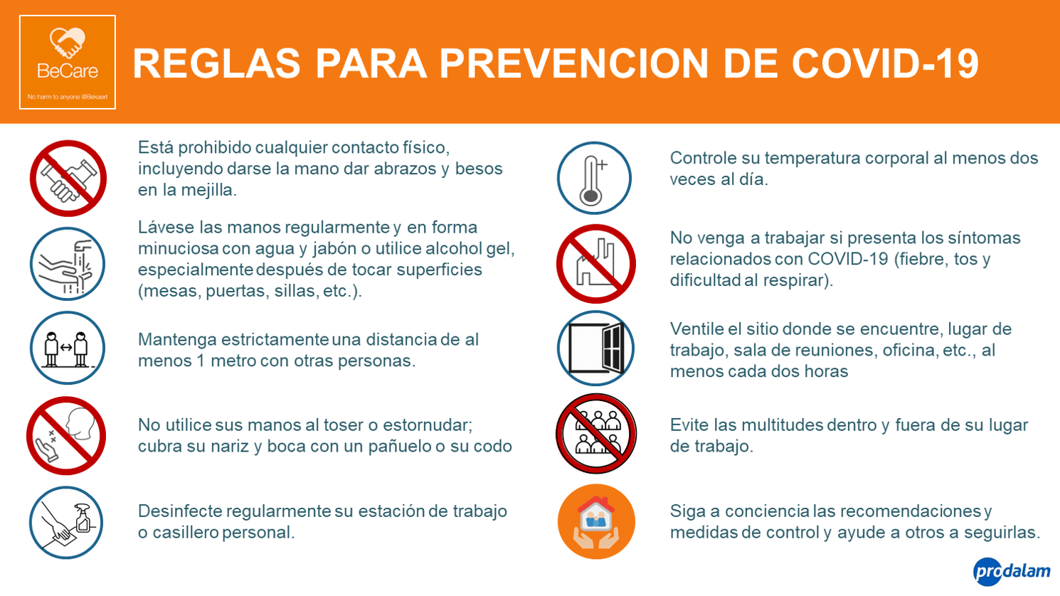 Reglas Para Prevención COVID-19 - Prodalam